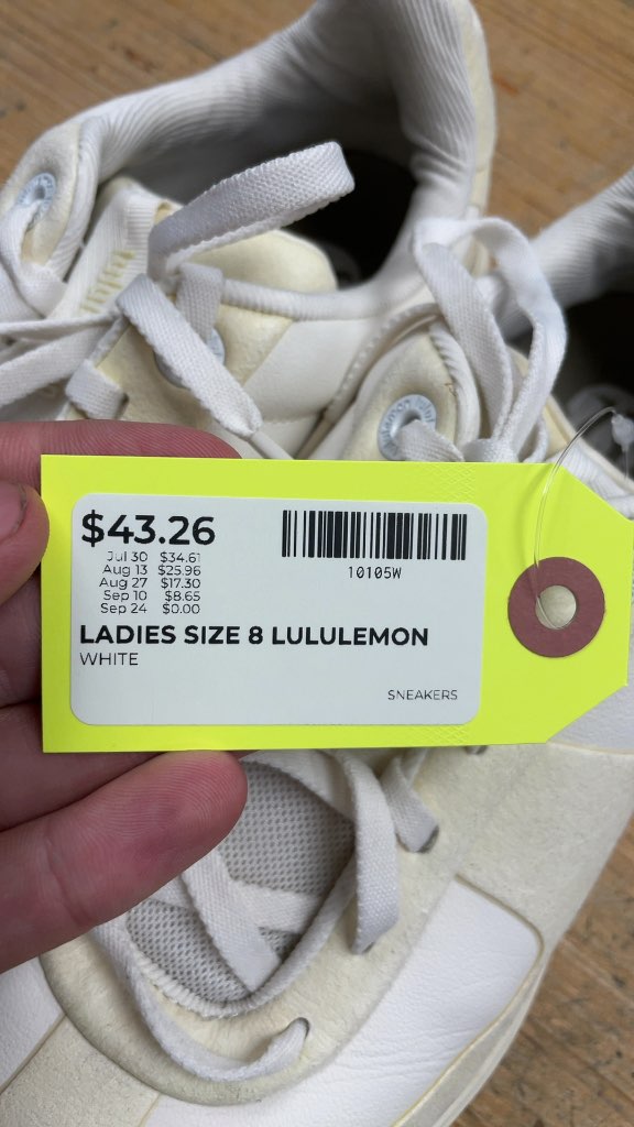 Lululemon Ladies White Sneakers - Size 8