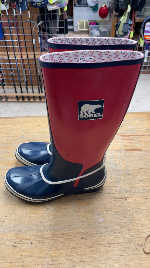 Sorel Ladies Rain Boots - Red/Blue - Size 11